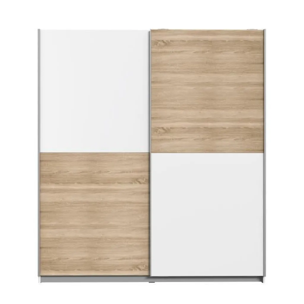 Armoire gain de place FINLANDEK ULOS chêne et blanc pour petit espace