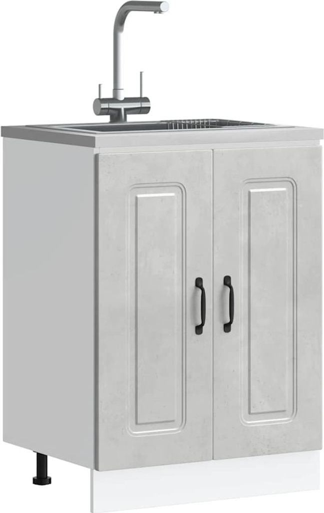 "im Angebot" Spülenunterschrank Kalmar Betongrau 60x46x81,5 cm Holzwerkstoff - Küchenschränke CC23916