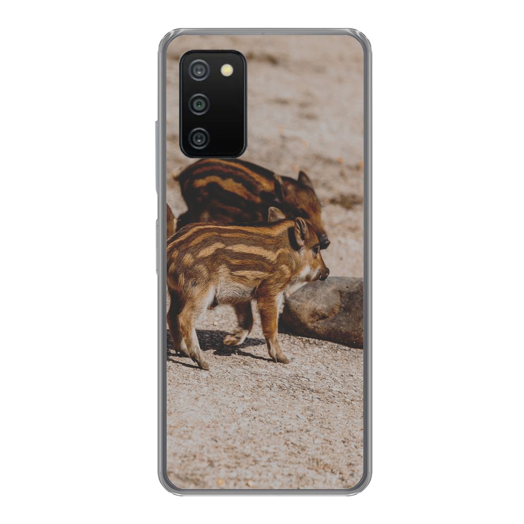 MuchoWow Handyhülle Schutzhülle Hülle für Samsung Galaxy A03s Baby - Wildschweine - Wild Silikon Softcase Handy Hülle - Schutz
