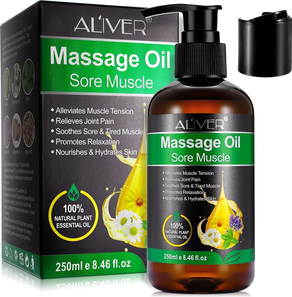 Aliver Massageöl für müde und schmerzende Muskeln – 250 ml Produktbild 