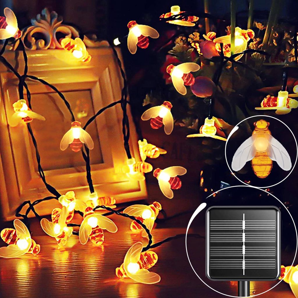 Dekorative LED Solar-Lichterkette Solar-Laternenkette mit 8 Laternen 3,8m 