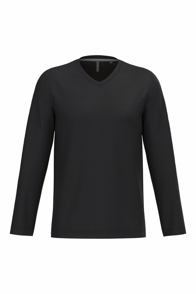 Kariban Mens long-sleeved V-neck T-shirt