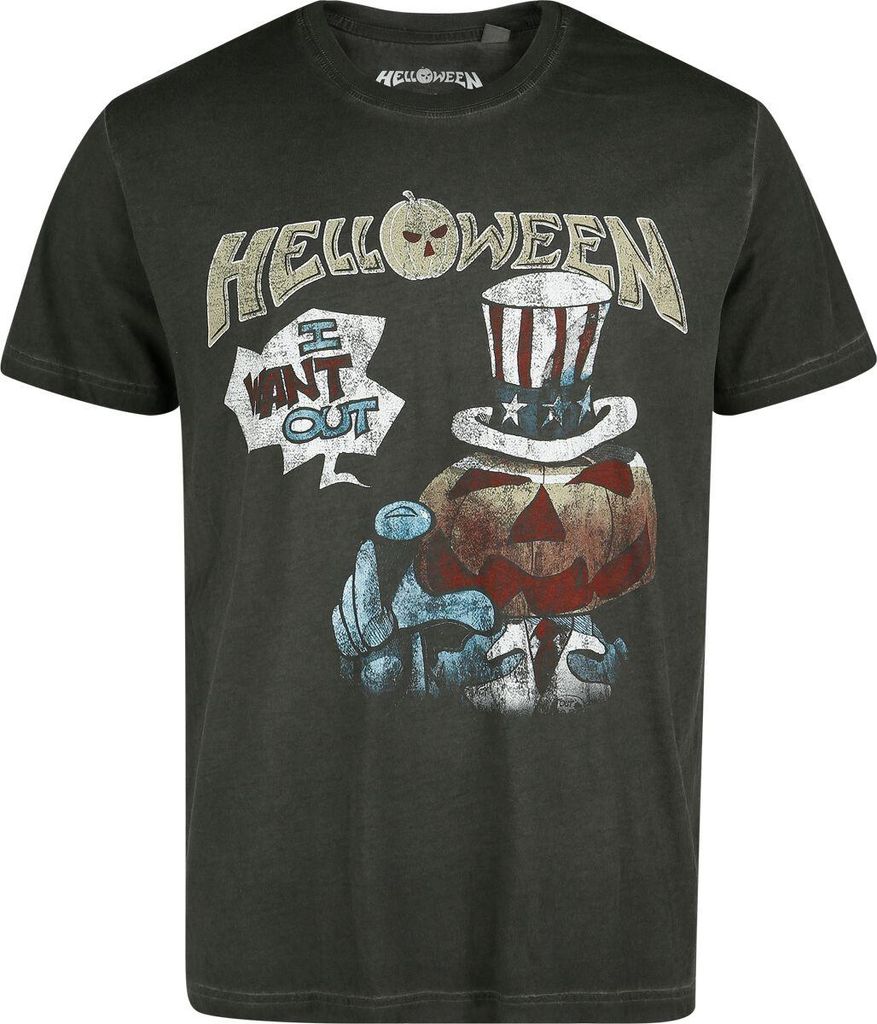 Helloween T-Shirt Herren I Want Out anthrazit Band-Merch, Bands 100% Baumwolle 4XL
