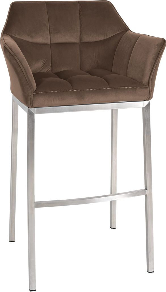 Barhocker HLO-CP1 E Samt mit 4-Fuß Gestell braun