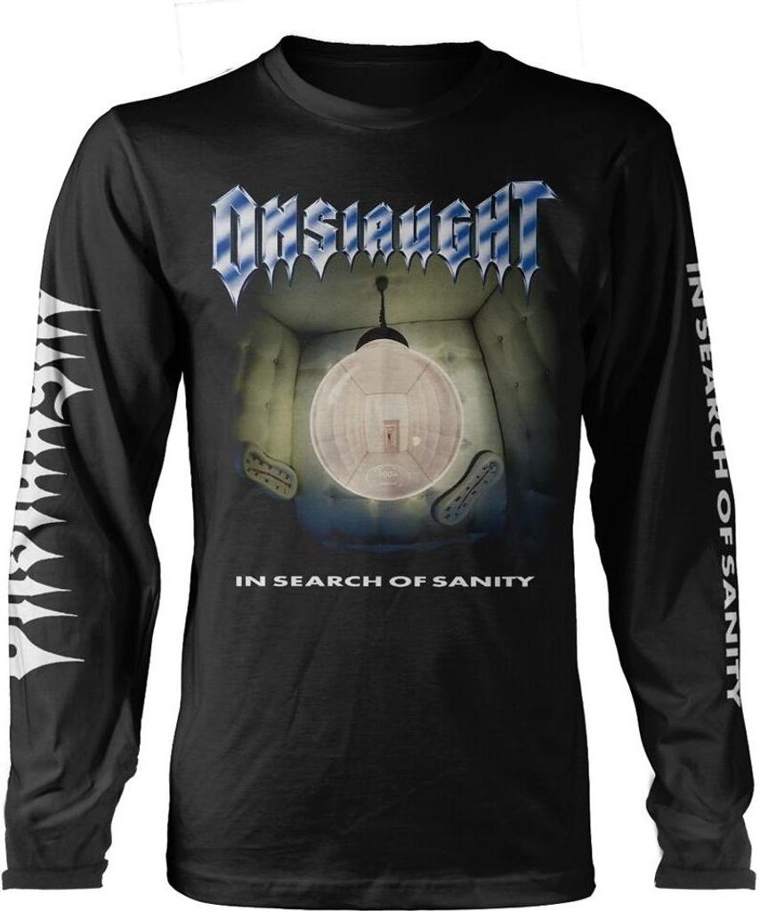 Onslaught - "In Search Of Sanity" T-Shirt für Herren/Damen Uni Langärmlig PH4151 (S) (Schwarz)