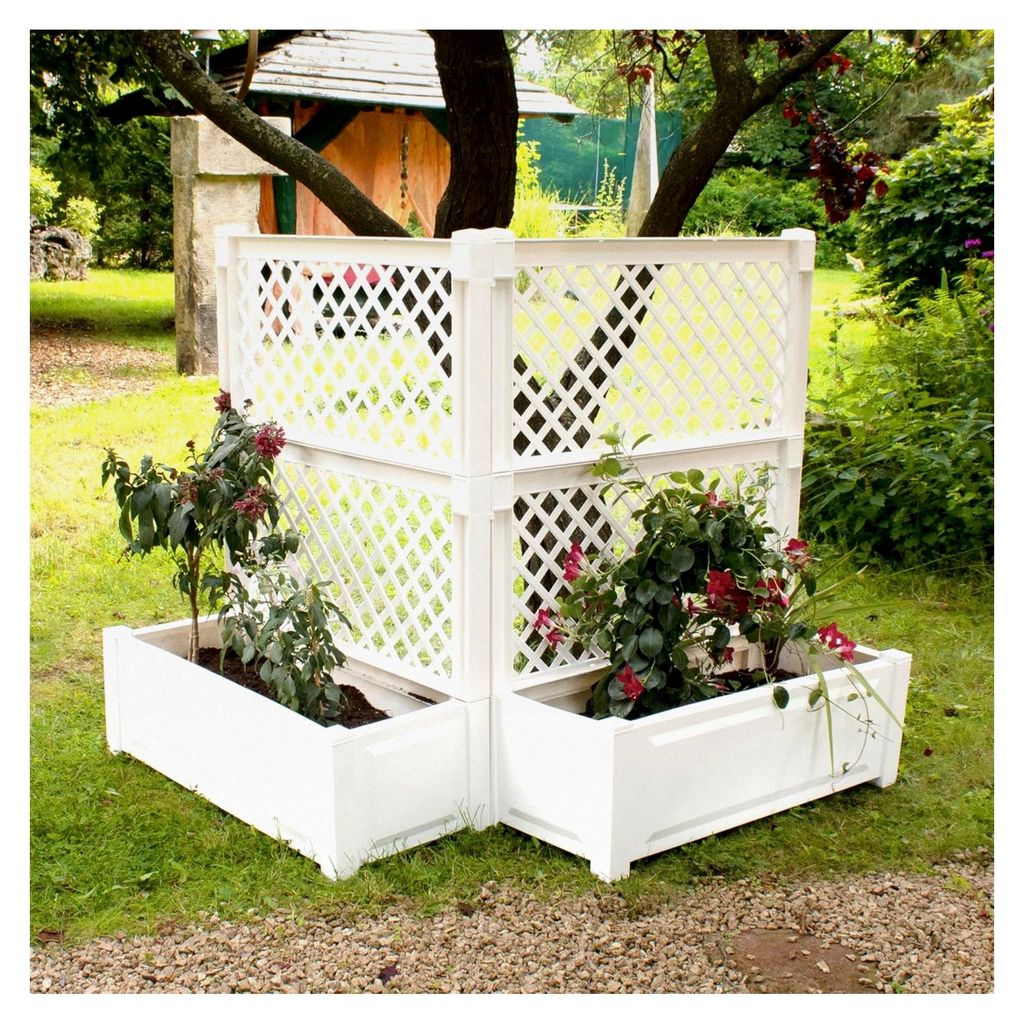 Pflanzkästen NYVIGreen 100x43x140 cm 110 Liter mit Spalier 2er Set - Pflanzkübel aus wetterfestem und recyceltem Kunststoff - Blumenkasten - Pfle...