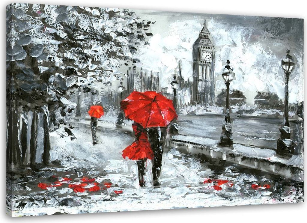 Leinwandbild ein spaziergang in london 60x40 cm Feeby rot wandbild bereit zum aufhängen