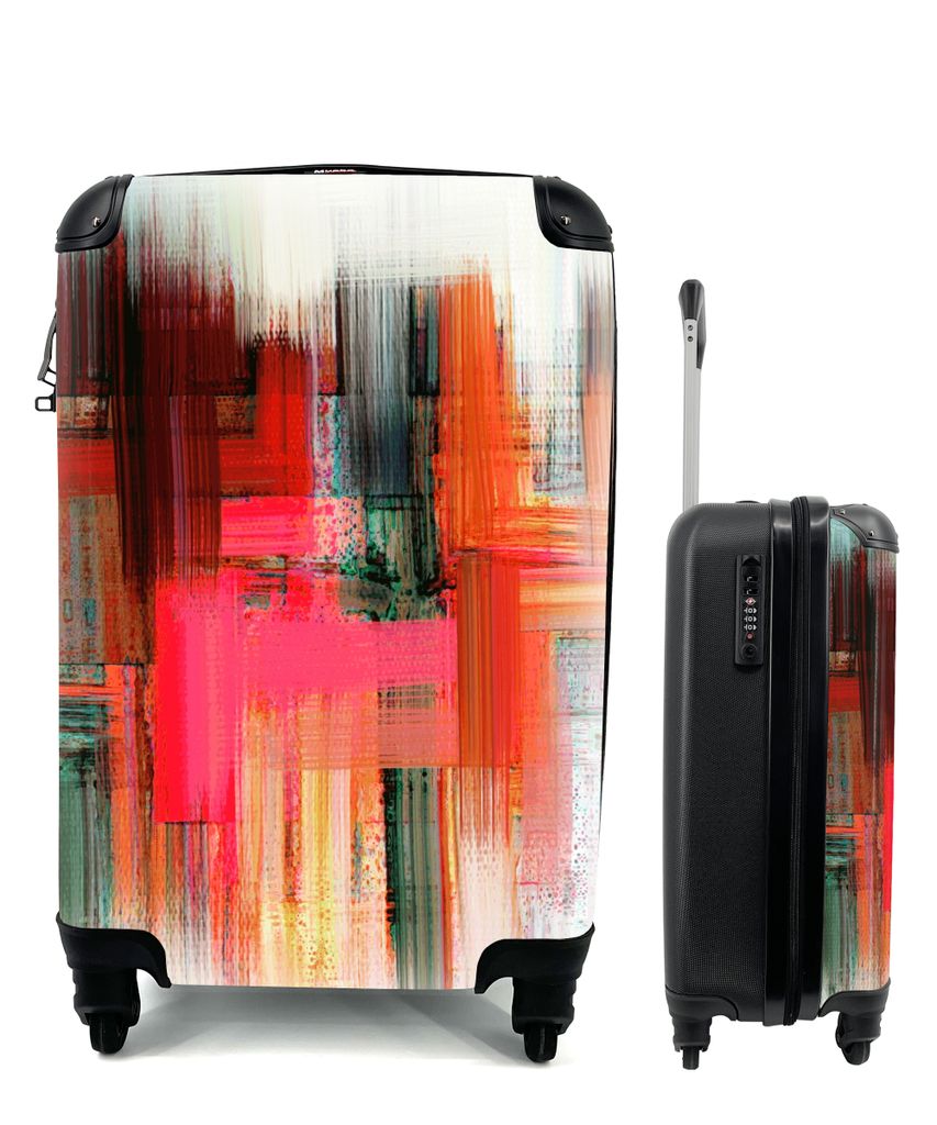 MuchoWow Koffer Handgepäck Trolley Rollkoffer Kleine Reisekoffer mit 4 Rollen - Ölgemälde - Abstrakt - Cabin Size < 55x40x23 cm & 55x40x20 cm ...