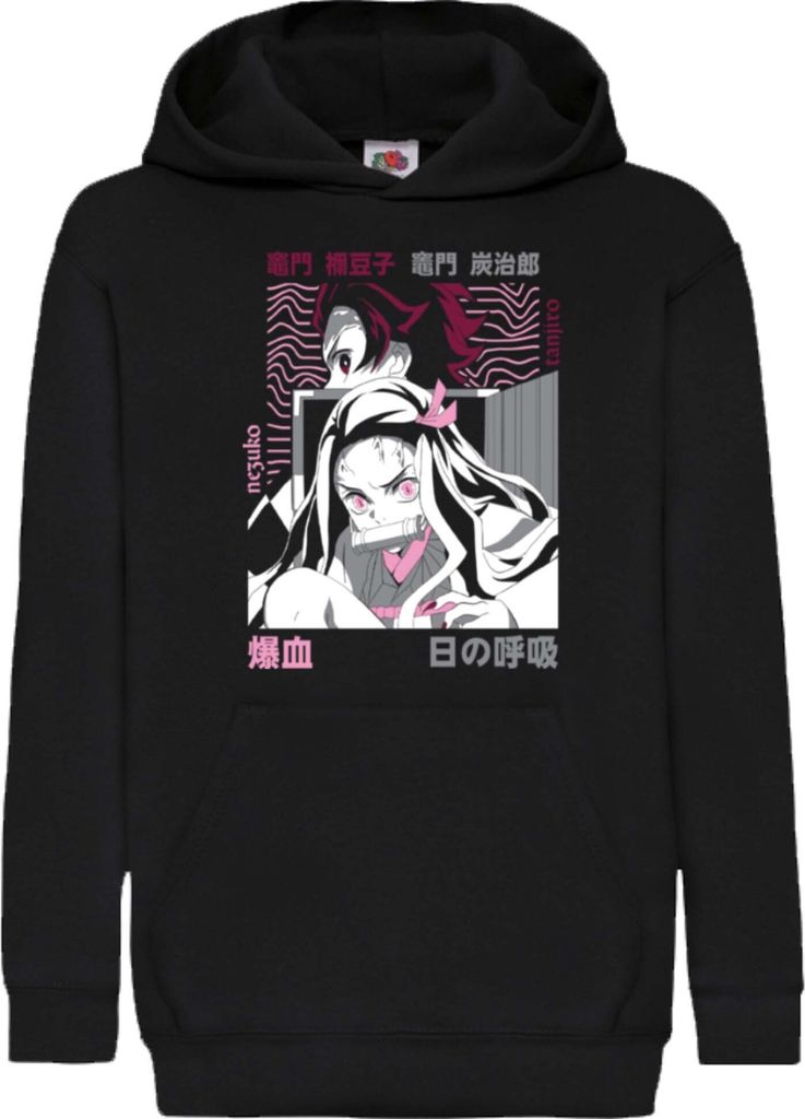 Kinder Kapuzenpullover Demon Anime Slayer Tanjiro Nezuko Kamado 004, 12-13 Jahr - 152 / Schwarz