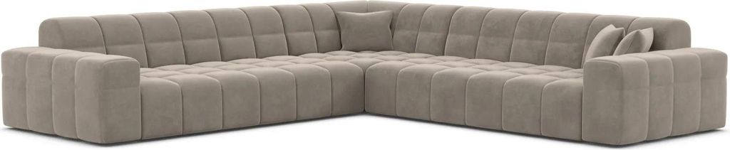 Samtstoff Ecksofa Nivara Taupe