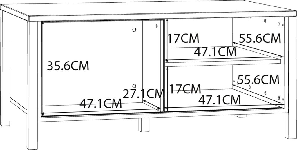 Forte JYTANA Couchtisch 100 110, skandinavischer Sofatisch mit Aufbewahrung, Holzwerkstoff, Mauvella Eiche Holzdekor, 105,5 cm breit x 49,9 cm hoch...