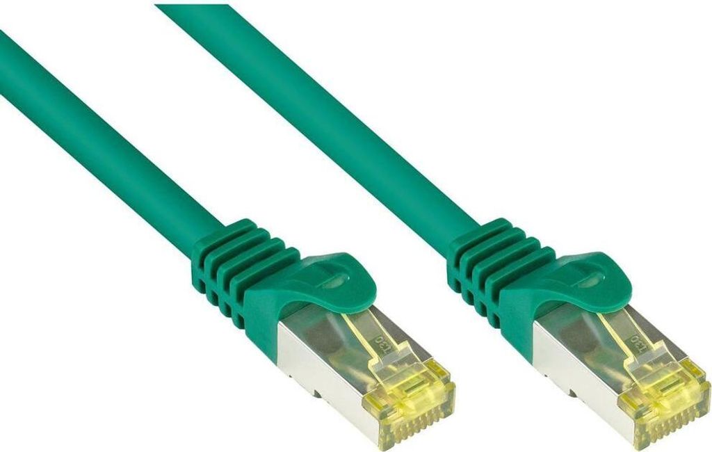 RJ45 Patchkabel Cat.7 S/FTP 0,15m grün mit Rastnasenschutz