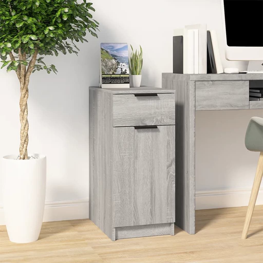 The Living Store Schreibtischschrank Grau Sonoma 33,5x50x75 cm Holzwerkstoff