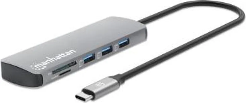 Station d'accueil Manhattan USB-C 9-en-1 4K HDMI PD - Hub Gris Sidéral