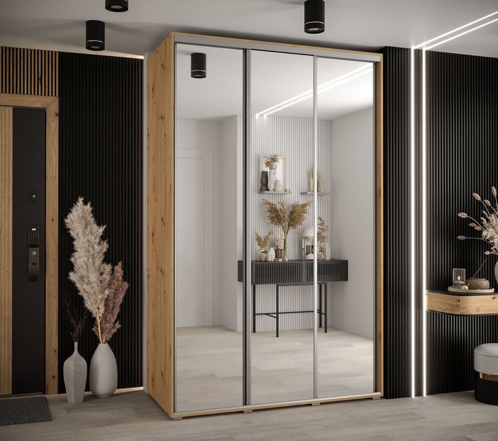 Kleiderschrank ASIRI 2 - 150/60 cm, Artisan-Eiche / Silber
