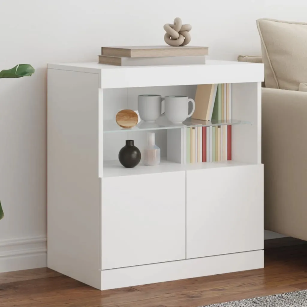 Credenza Economica LED vidaXL 60cm | Mobile Bianco Lucido