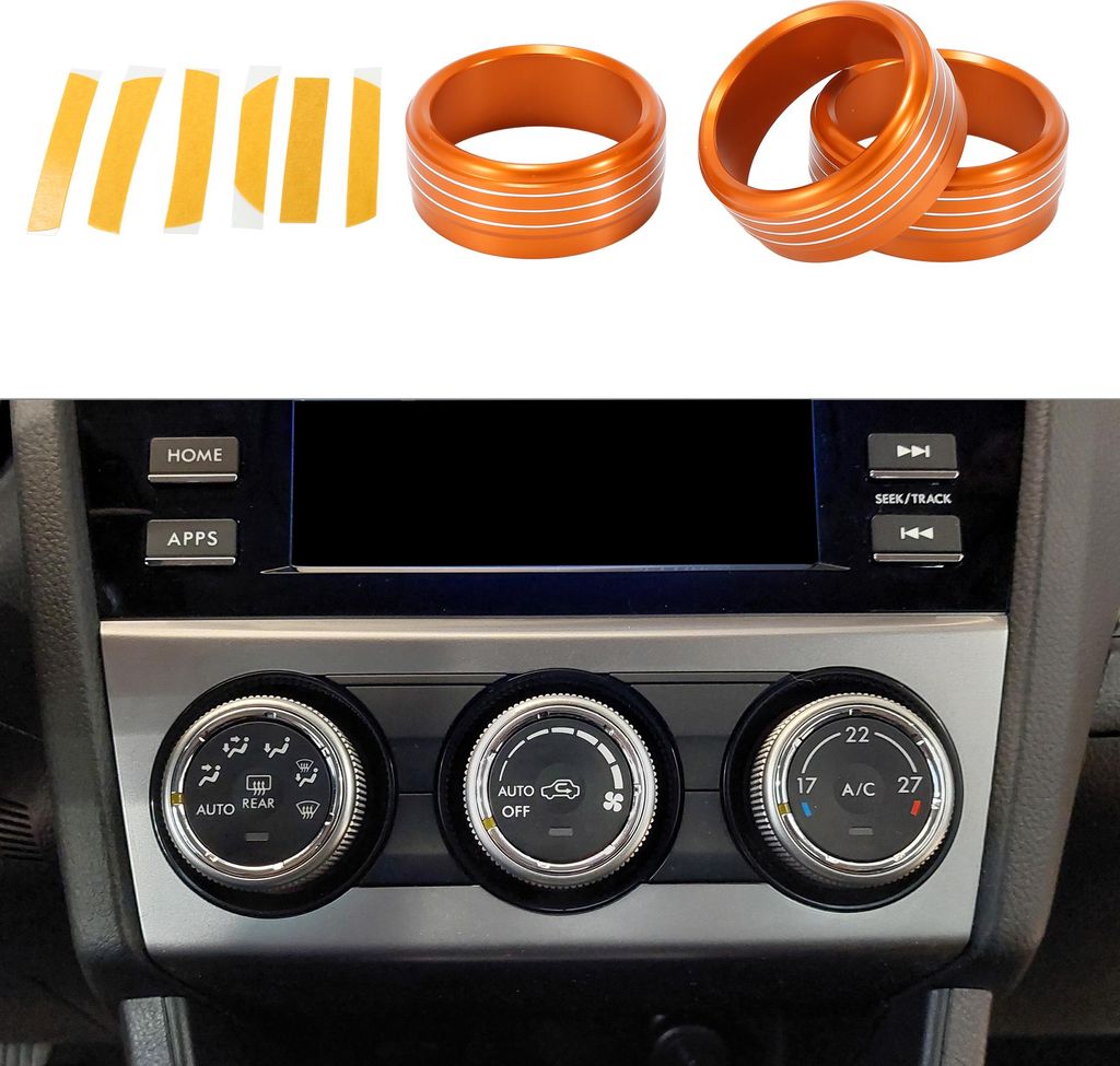 AC Klimaanlage Heizung Knopf Abdeckungen Temperatursteuerung Schalterknopf Abdeckungsring, Auto Knopf Trim Abdeckring für Subaru Forester 2014-201...