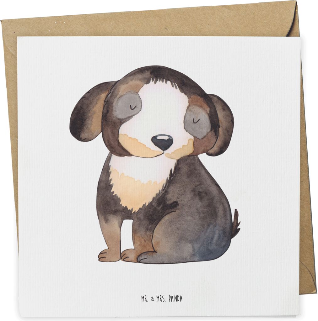 Mr. & Mrs. Panda Klappkarte Hund Entspannen - Weiß - Geschenk, Sprüche, anlasskarte, Süß, Liebe, Grußkarte, faltkarte, Glückwunschkarte, dopp...