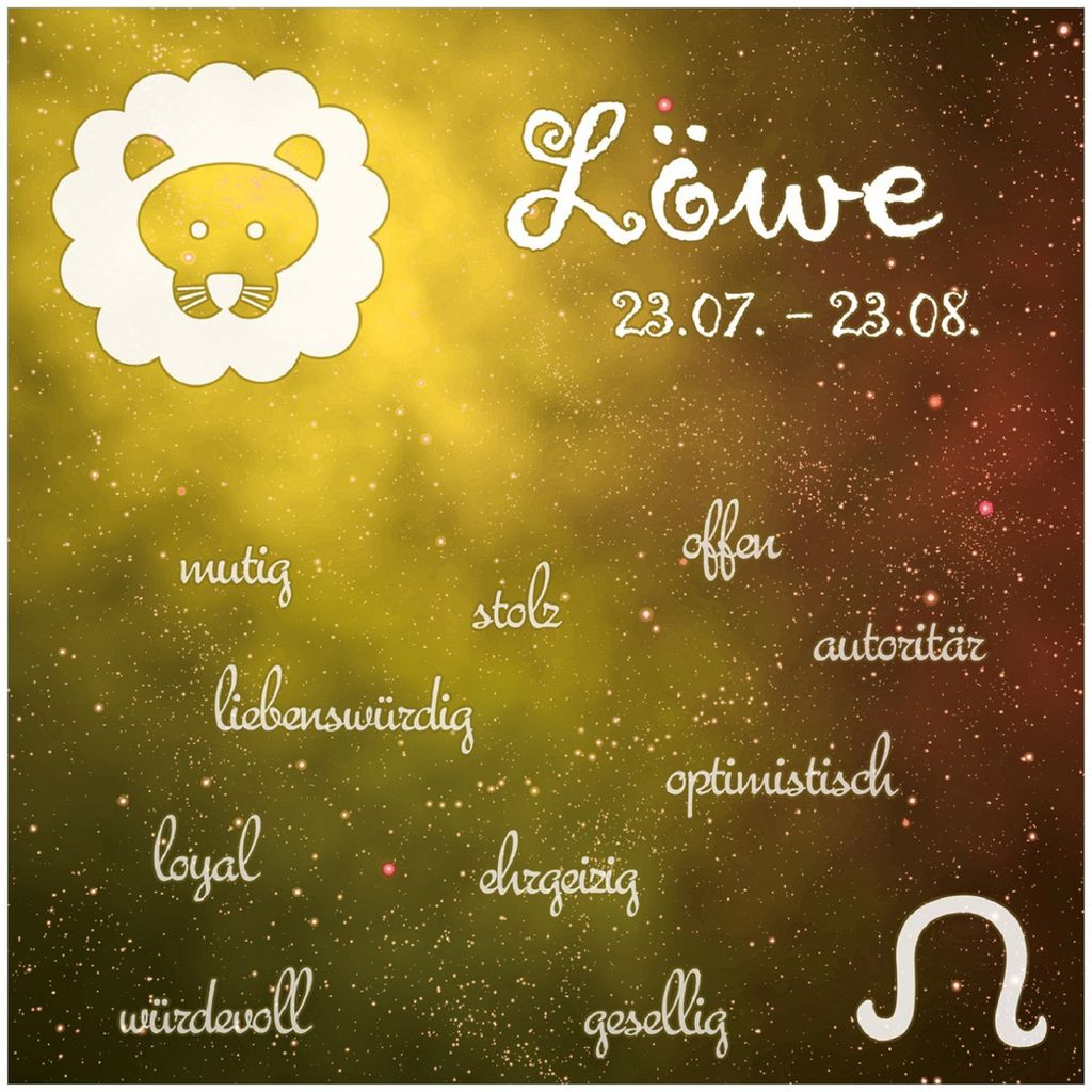 Wallario Memoboard Magnettafel aus Glas, Größe 50 x 50 cm, Motiv Sternzeichen Löwe