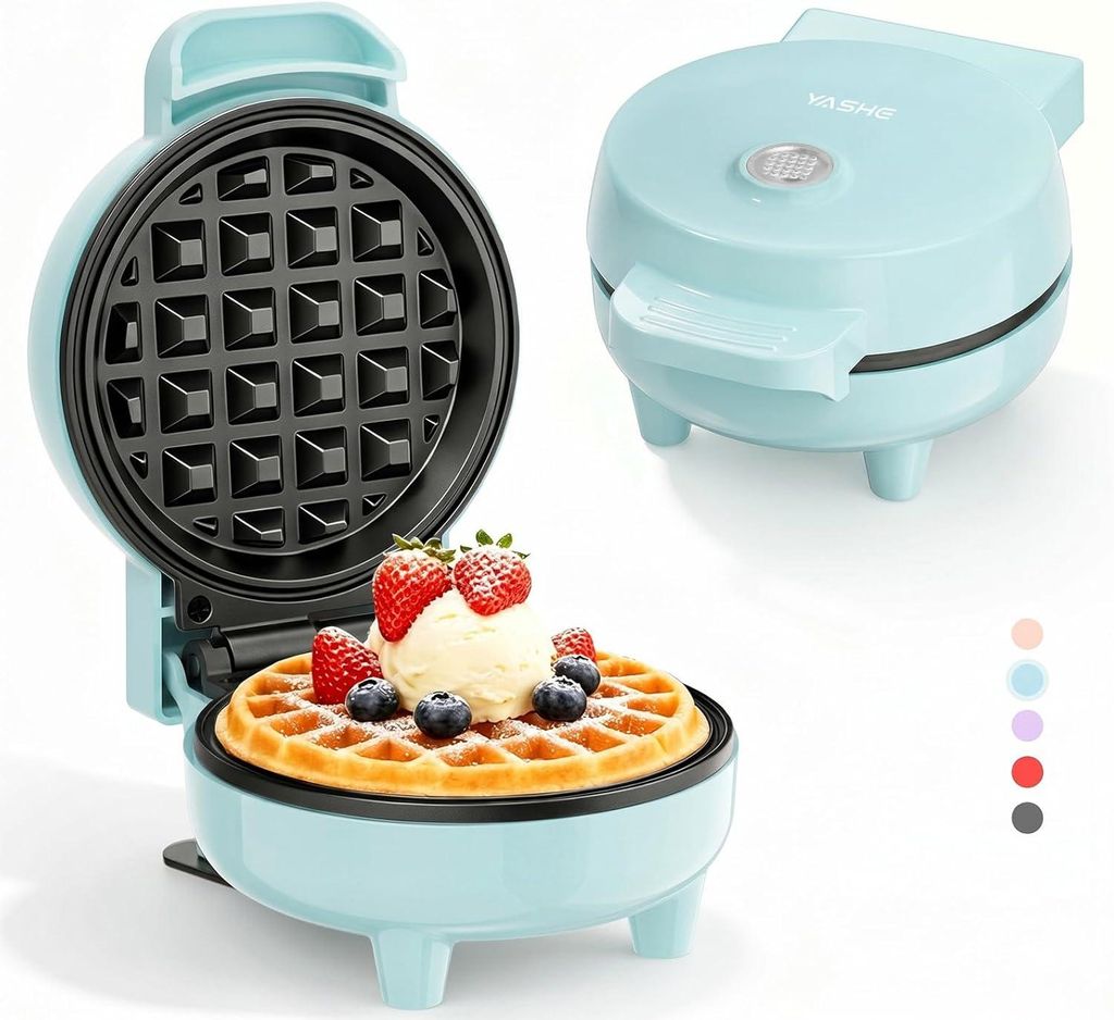 YASHE Mini-Waffeleisen ABW59C, 550 W, 10 cm, Antihaft, Produktbild 
