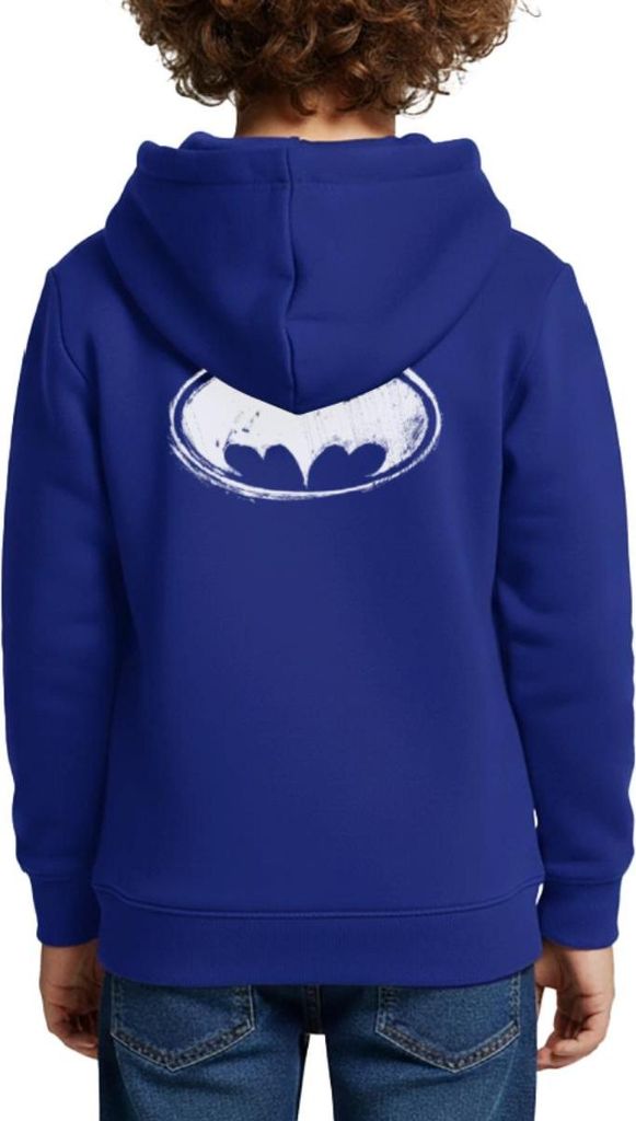 Spreadshirt DC Comics Batman Logo Gezeichnet Kinder Premium Hoodie, 146/152 (10 Jahre), Royalblau