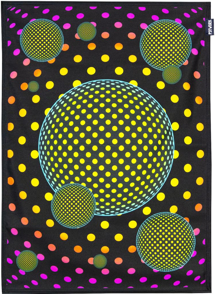 PSYWORK Schwarzlicht Stoffposter Neon "Dots Bubble Balls", Produktbild 
