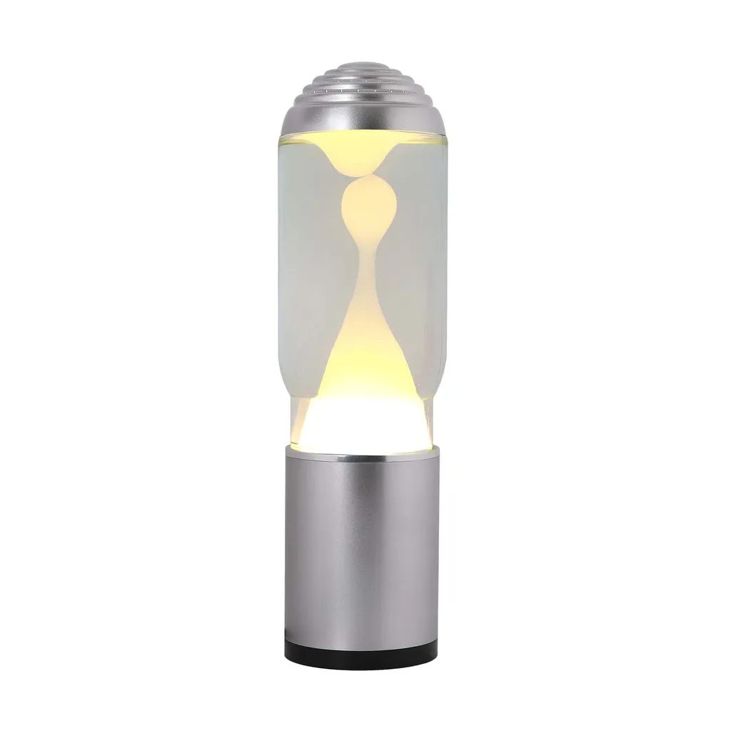i-Total lava lamp - lampada lava - lampada d'atmosfera con diffusore di aromi - 35 x 10 cm - vetro/alluminio - 40 W - trasparente con lava bianca - grigio argento - XL2200