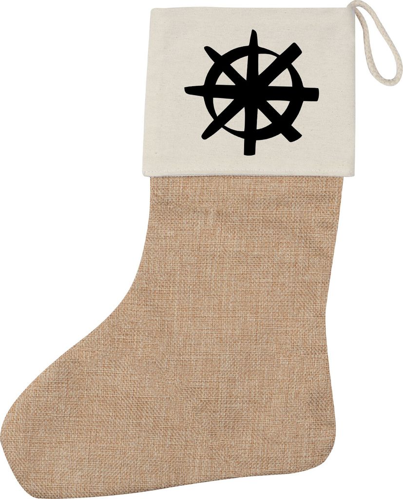 Huuraa Weihnachtsstrumpf Dharma Rad Yoga Beige Jute Kaminstrumpf Geschenkidee