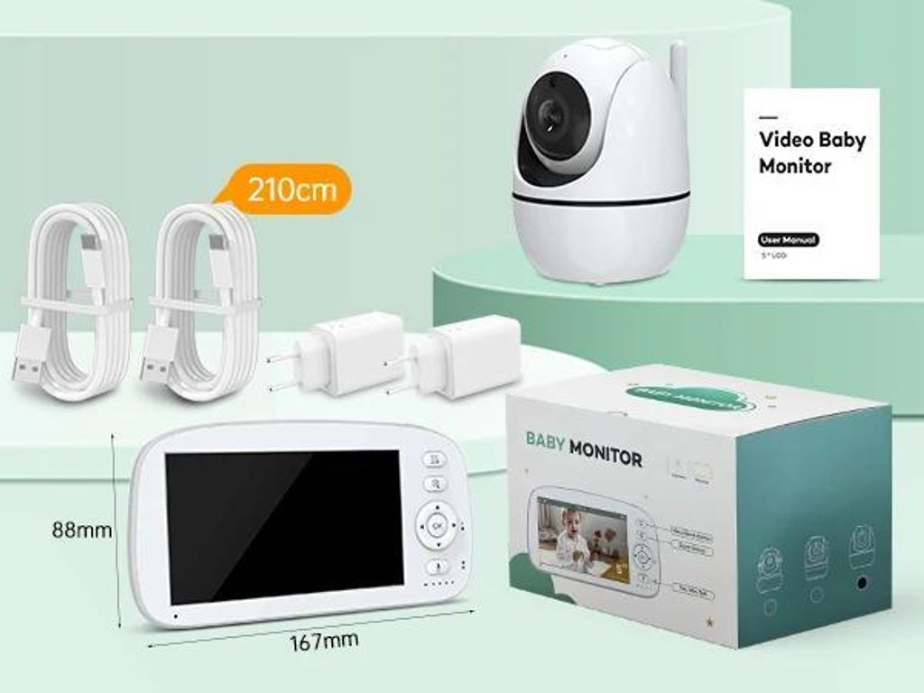 Babyphone mit Kamera - L09 Video-Babyphone - 12,7 cm Farbdisplay - 720p - 300 m Reichweite - 5000 mAh Akku - Gegensprechfunktion & Nachtsicht - Ohn...