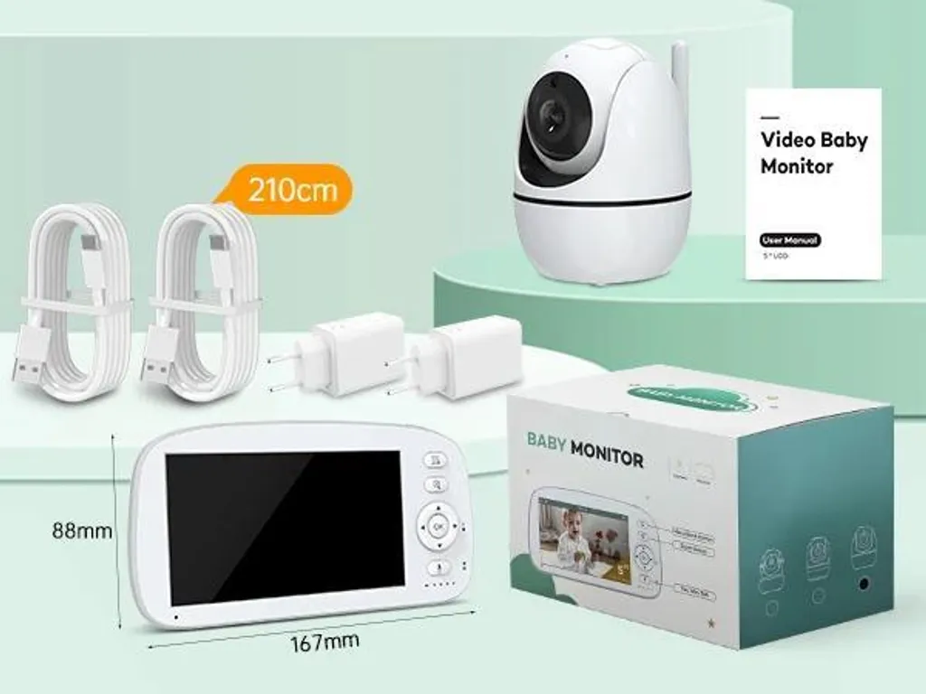 Babyphone Vidéo L09 Écran 12,7 cm 720p Portée 300m Rouge sans Wi-Fi