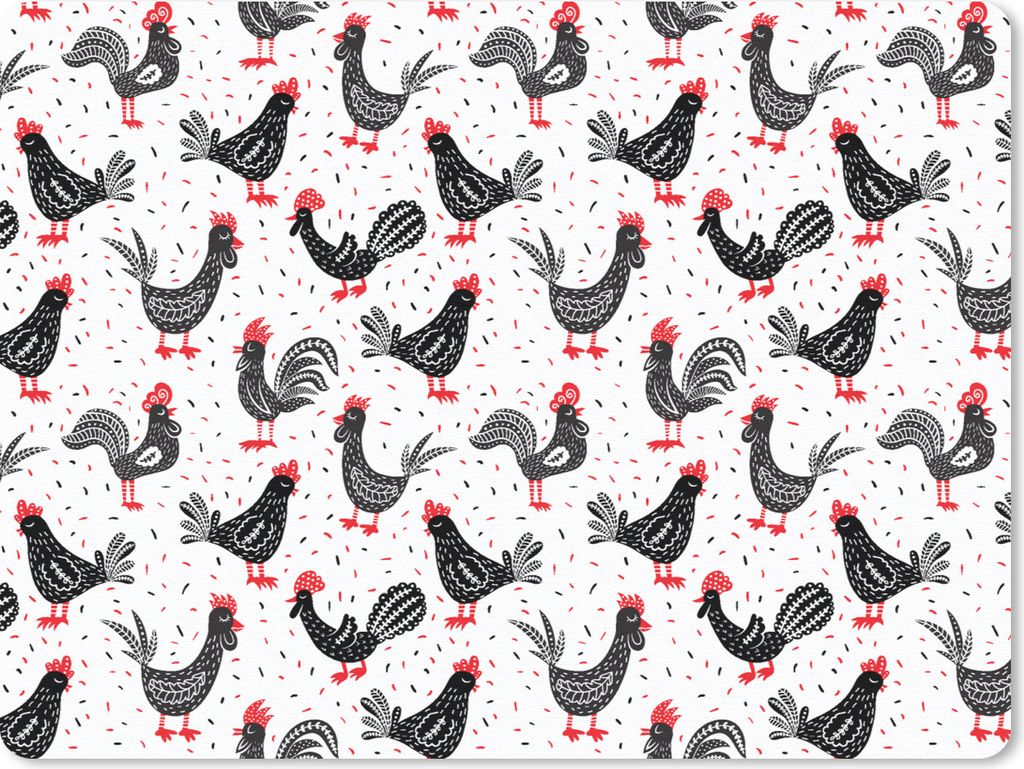 MuchoWow Mauspad Mousepad Muster - Huhn - Vogel 40x30 cm - Mousepads - Maus Mat - Pad - Mausunterlage - Anti Rutsch