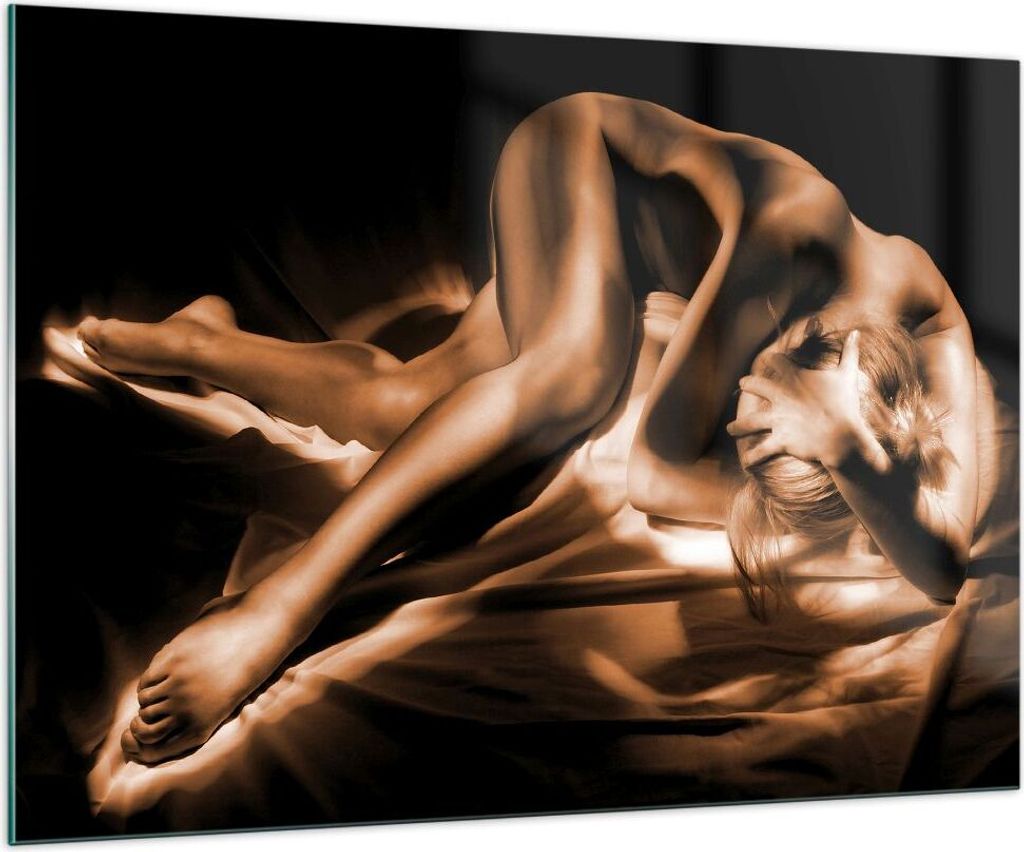 Bilder auf glas - Nackte Frau Akt Modell Photofitness - 100x70cm - Glasbilder - Wandbilder - Kunstdruck - Wanddekoration aus Glas - Glas Bilder - W...