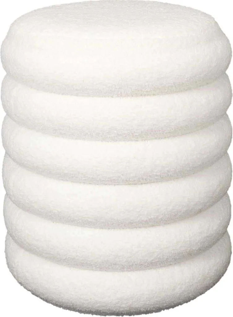 Pouf Rangement Bouclette Freya - Coffre de Rangement Design Blanc Cassé