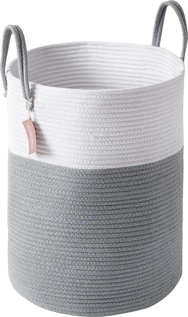 Panier à Linge Fait Main Respirant en Coton avec Poignées de Transport