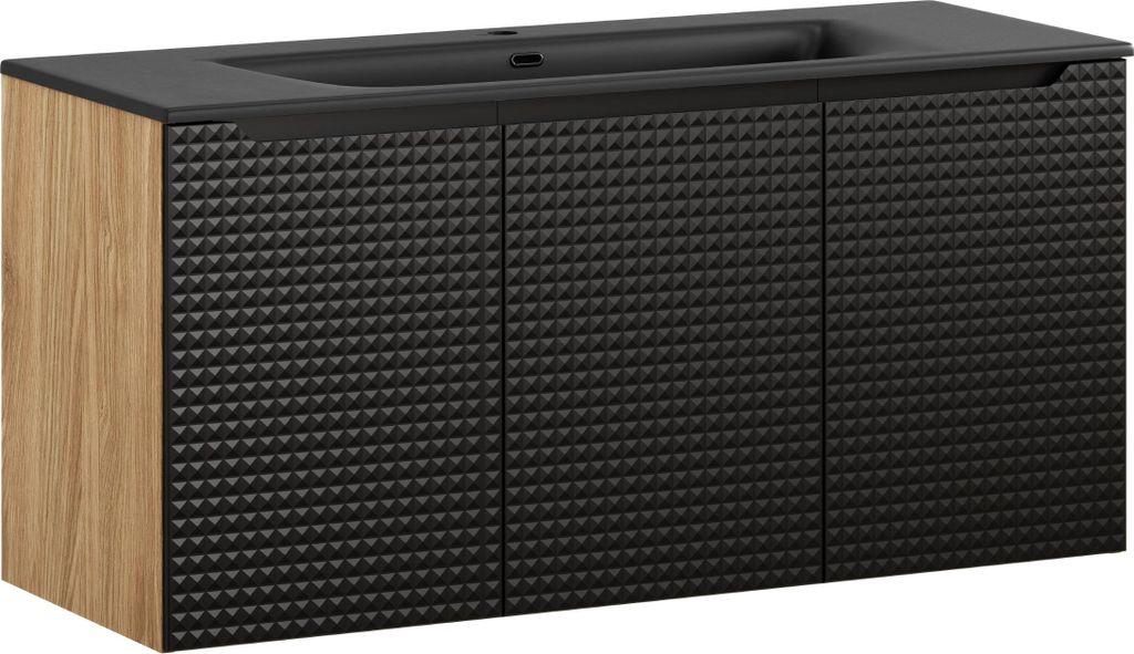 Badezimmerschrank 120Cm Mit Möbelwaschtisch Schwarz Matt Luxor