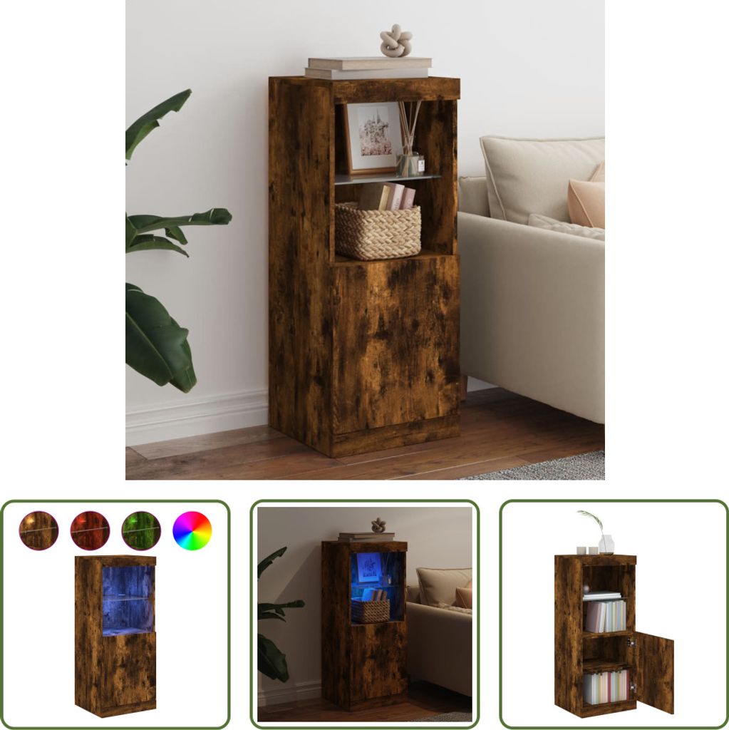 The Living Store Sideboard mit LED-Leuchten Räuchereiche 41x37x100 cm