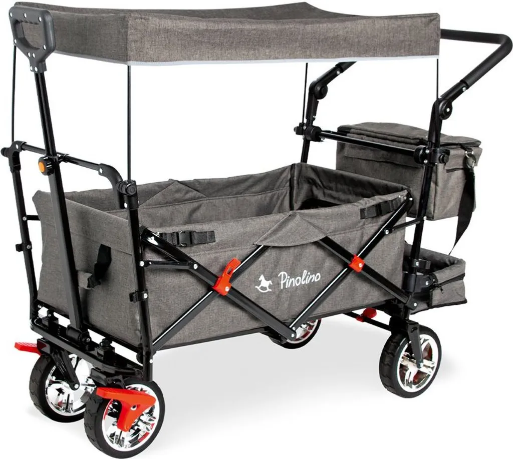Chariot de jardin pliable avec pare-soleil Rootz - Transport robuste