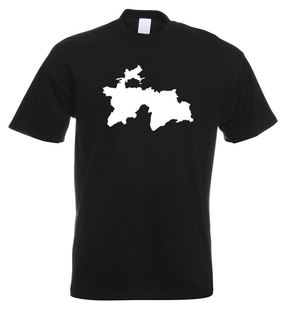 Kiwistar - T-Shirt - schwarz - Tadschikistan Umriss Kontur Herren Funshirt Bedruckt Design Sprüche Spruch Motive - mit Motiv Bedruckt - Funshirt D...