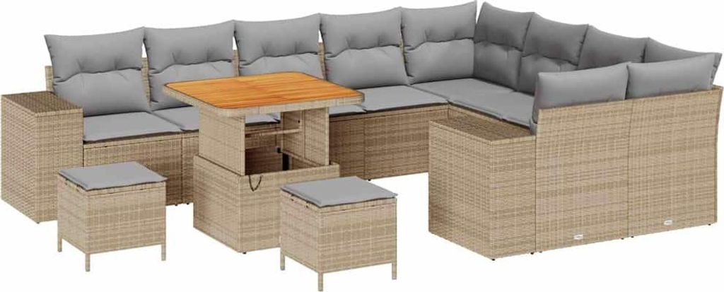 Möbel Garten-Sofa-Set - Outdoor-Lounge-Set - mit Kissen mit Kissen 12er Set,multifunktional& Moderne - Beige und Hellgrau - Gartengarnitur - Garte...