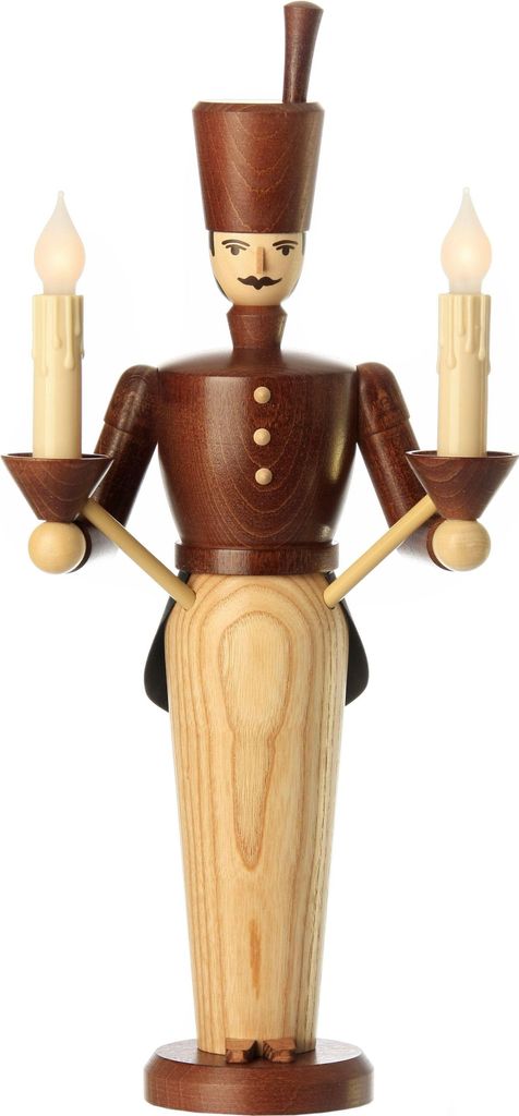 Lichterfigur Lasierter Bergmann mit naturbelassenem Unterteil und zwei elektrischen Kerzen BxHxT 16,5x36x10cm NEU