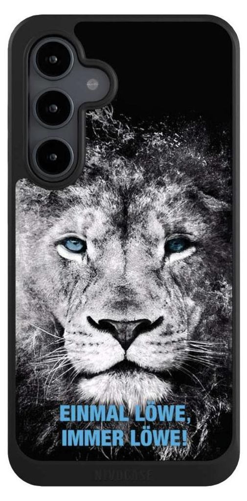 NIVOCASE Hülle für Samsung Galaxy S24 FE 5G Handyhülle NIVOcore Case Schwarz Löwe Offizielles Lizenzprodukt TSV 1860 München