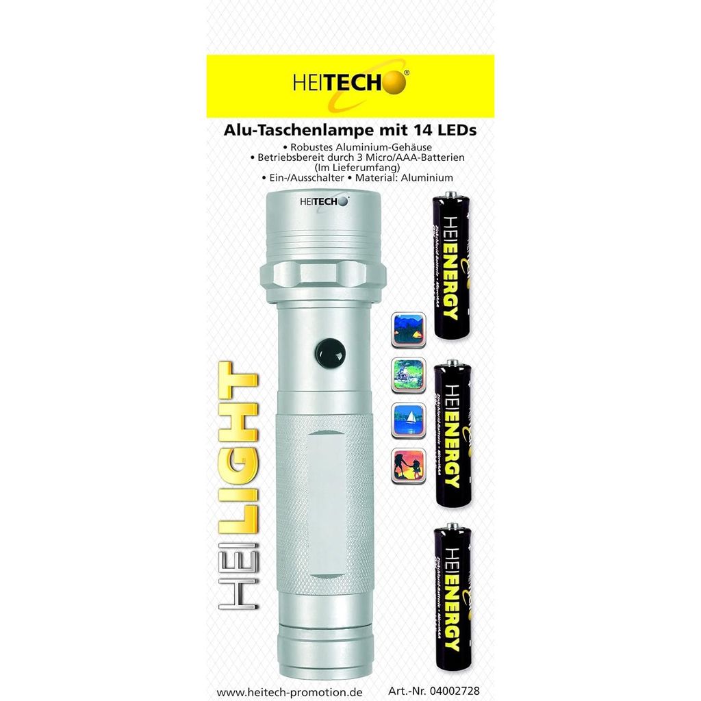 Torcia HEITECH in alluminio con 14 LED - robusto Immagine del prodotto 