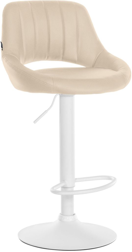 CLP Barhocker Milet Kunstleder höhenverstellbar drehbar mit Rückenlehne creme Gestell Farbe weiß