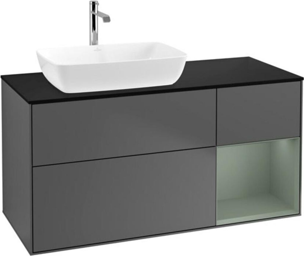 V&B Waschtischunterschrank Wandbeleuchtung Finion 120cm, Pl b m, Rg Oli. m Lac, Anthrac. m
