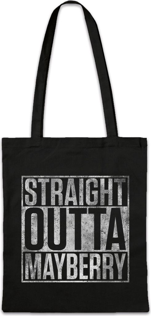 Urban Backwoods Straight Outta Mayberry-Shirt, Stofftasche, Farbe: Schwarz