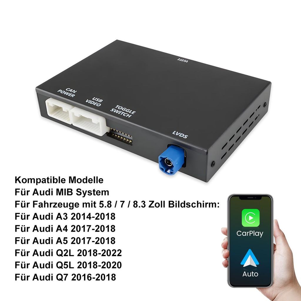 Modulo di retrofit wireless CarPlay/Android Auto per Audi Immagine del prodotto 