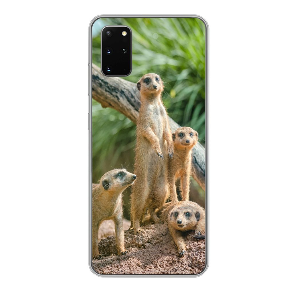 MuchoWow Handyhülle Schutzhülle Hülle für Samsung Galaxy S20 Plus Erdmännchen - Familie - Tiere Silikon Softcase Handy Hülle - Hartschale