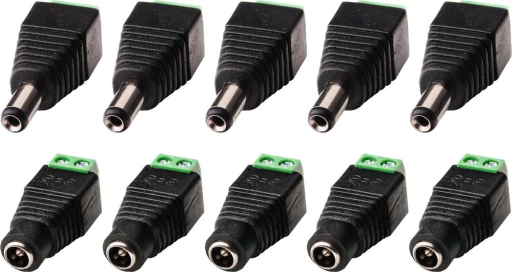 DC BNC Cinch Klinke Steckverbinder Stecker Buchse Adapter Kupplung Schraubklemme - Typ: DC - Variante: DC Stecker + DC Buchse - Menge: 5 x Stecker ...