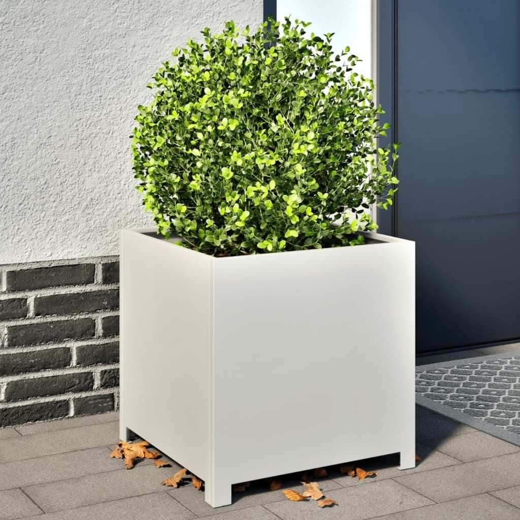 Maison Exclusive - Pflanzkübel Weiß 50x50x50 cm Stahl