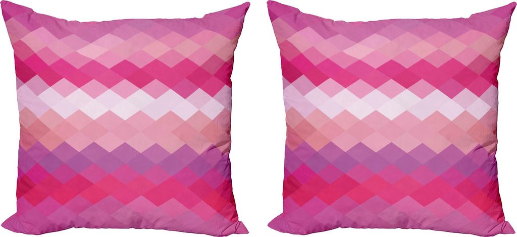 ABAKUHAUS Hot Pink Kissenbezug Set (2Stück), Klassischer einfacher moderner Entwurf mit vibrierender farbiger Diamant-Linie Muster, 60 x 60 cm, Fu...
